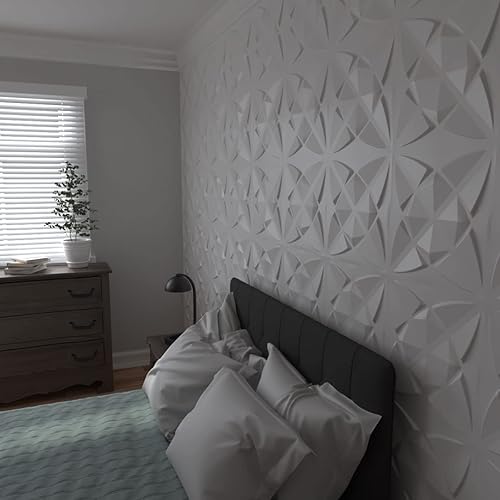 Miniatura 12 de Ekena Millwork WP20X20BMWH-CASE-50 19 5/8 pulgadas de ancho x 19 5/8 pulgadas de alto Blossom EnduraWall Decorativo 3D Panel de pared Cubiertas
