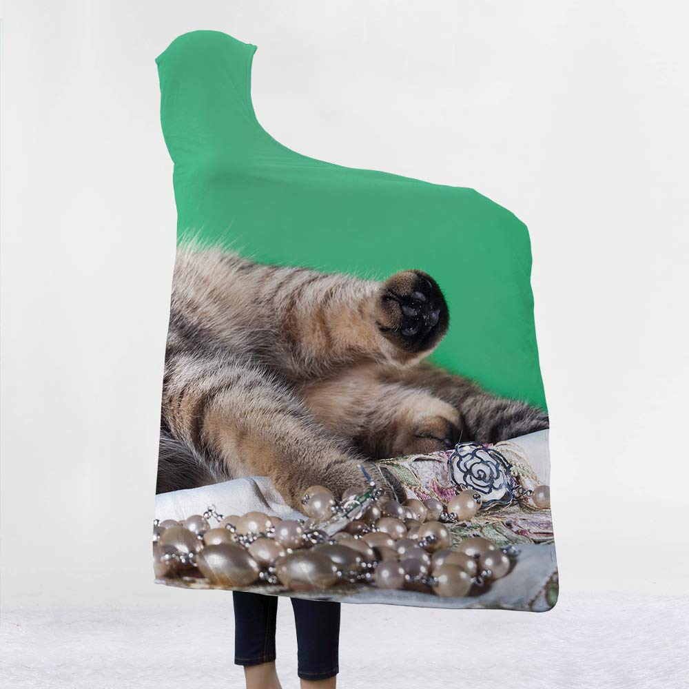 Chickw11 Coperta Con Cappuccio 3D Gatto – Morbida In Pile, 130x150 Cm, Per Adulti E Bambini - 6