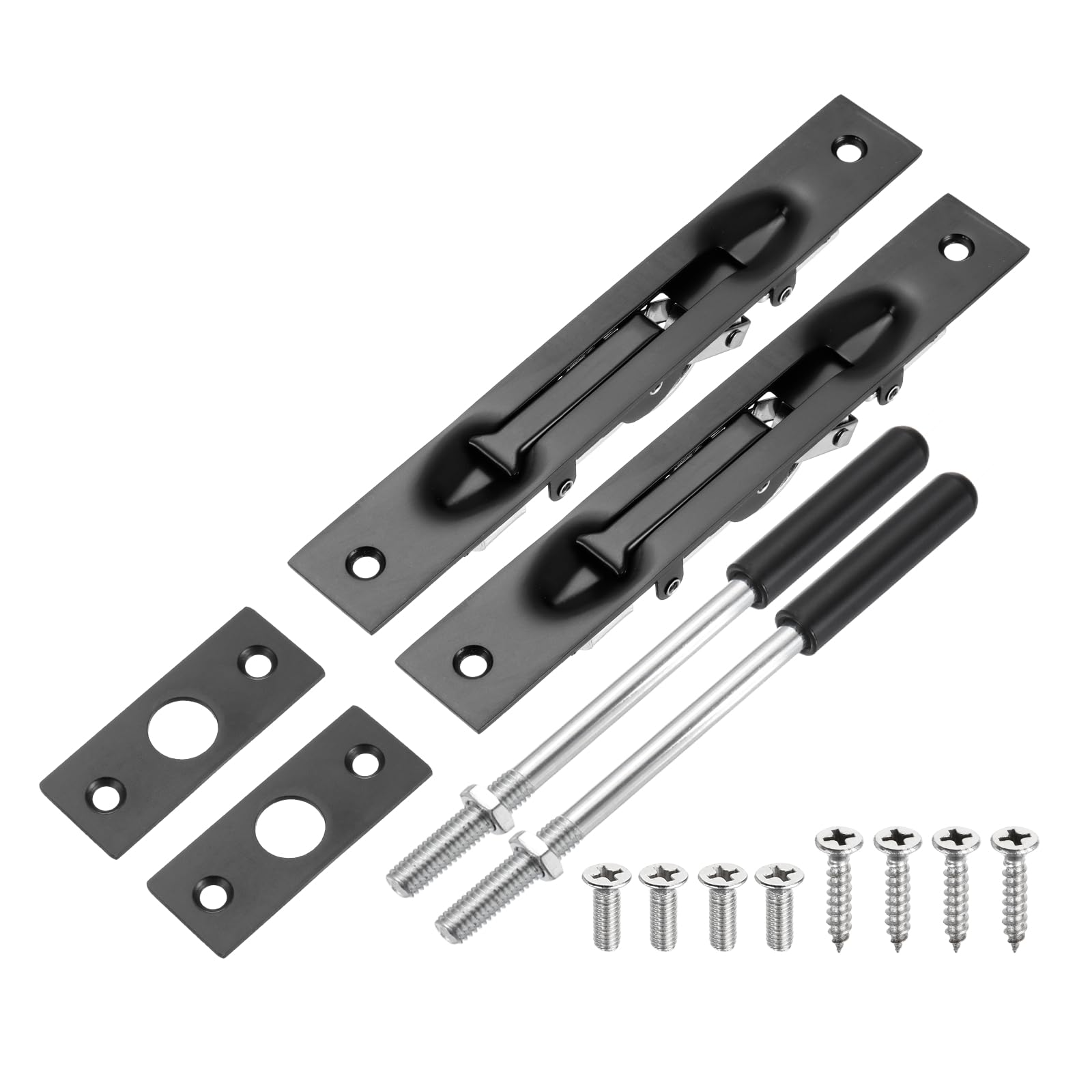 Verrou encastré 15,2 cm en acier inox noir de haute qualité pour porte française
