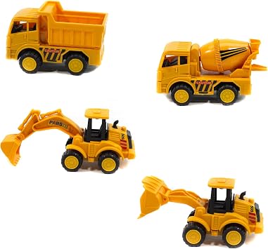 Oyuncak İnşaat Seti Mini Kamyon Mikser Kepçe Ekskavatör 4'lü Set