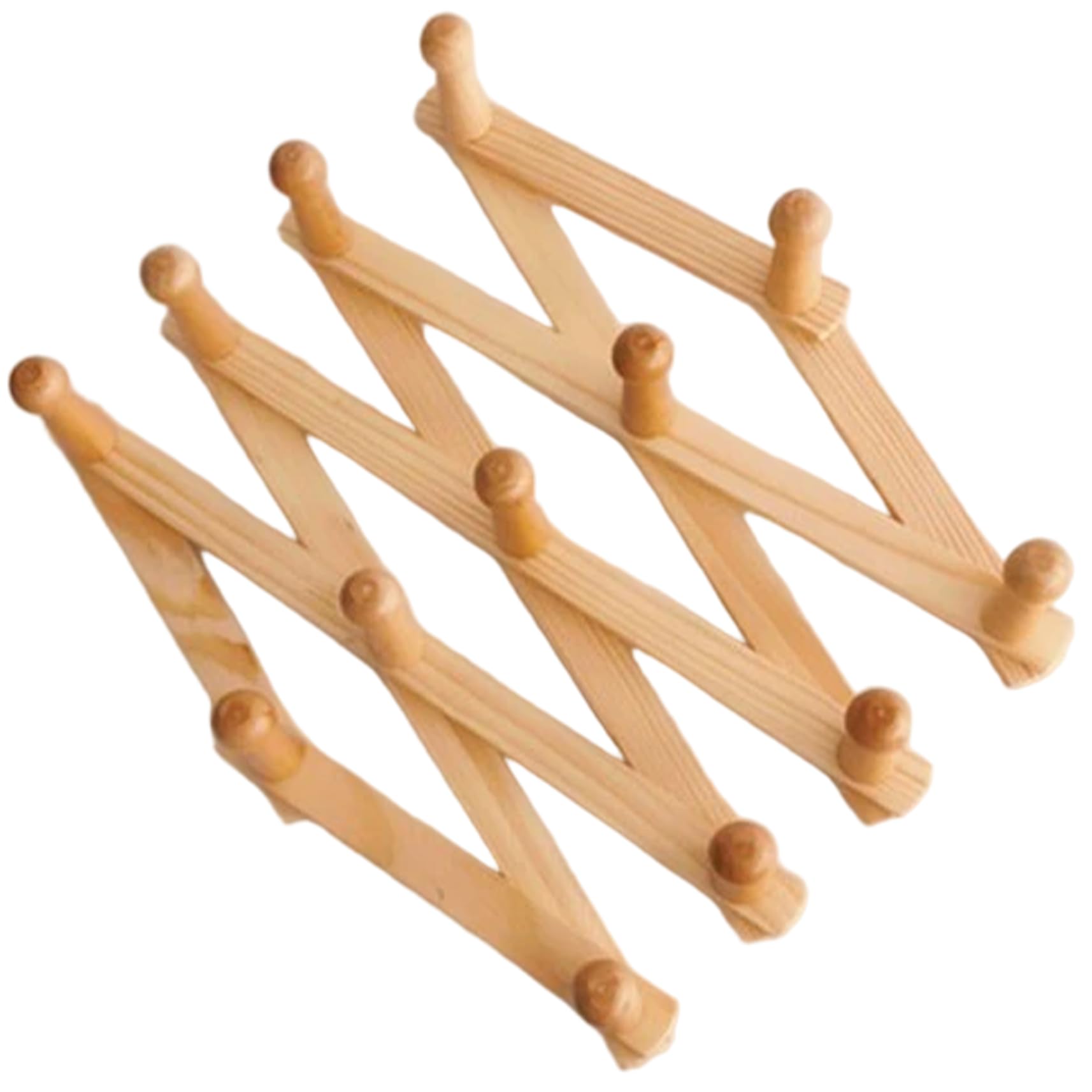Takingup Hat Rack for Wall Expandable Wooden Coat Hooks 13 Pegs Hanging Wall Rack for Hat Cap Belt Towel Umbrella Storage - for