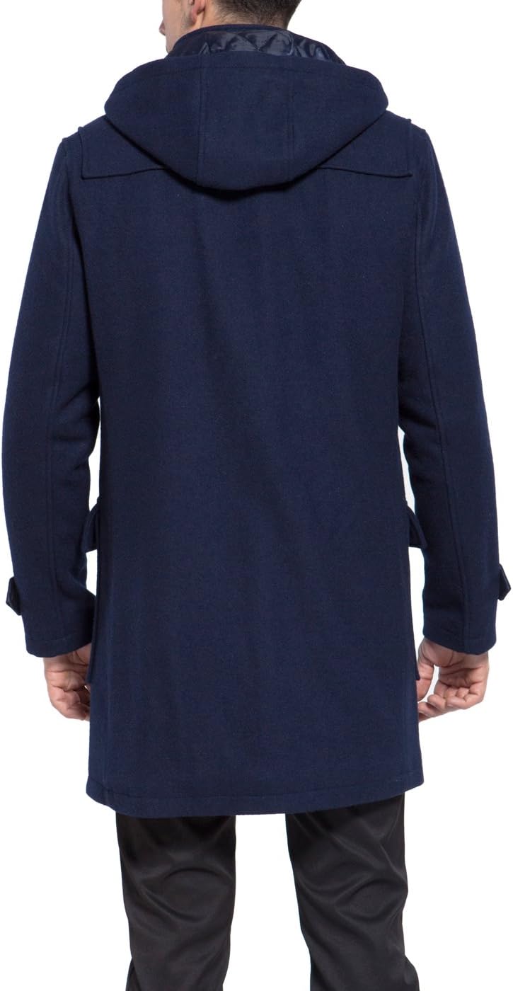 Rear View of BGSD Benjamin Big Tall Wool Duffle Coat