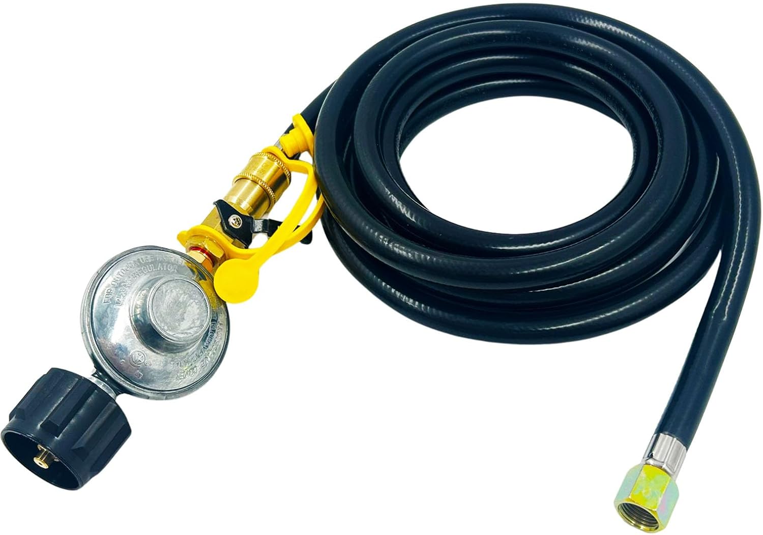 MENSI Propane Tank Regulator for 20lbs with 1/4 inch Quick Connect Valve, Include 12 FT RV Quick-Disconnect Hose, for BBQ Grill, Fire Pit, Heater