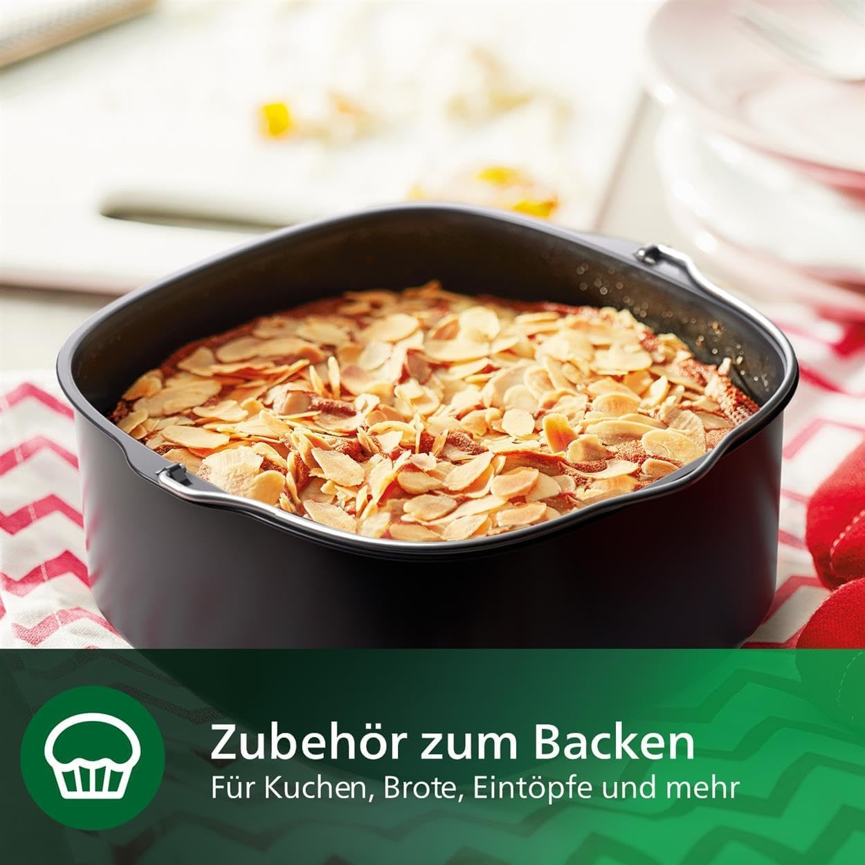 Philips Airfryer Zubehör für 7.2L Heißluftfritteuse, Back-Kit, Backform und 9 Silikon-Muffinförmchen, HD9957/00