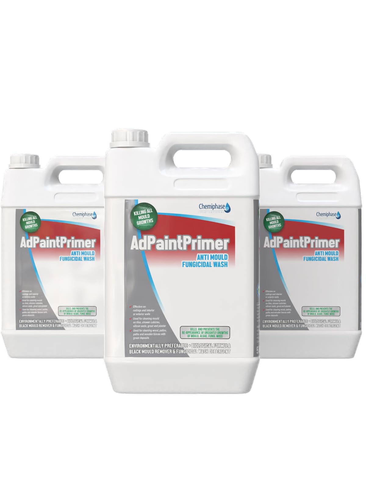 Chemiphase AdPaint Primer Anti Mould Fungicidal Wash, 5 Litres, Kills and Prevents Mould Growth 4 x 5 Litres