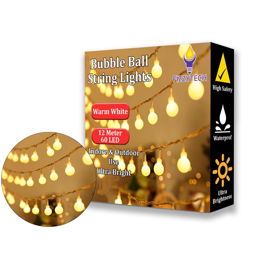 See full amazon price history chart for fizzytech 60 Led Bubble Ball String LED Fairy Lights for Home and Outdoor (12 m, Warm White) (Plastic) fizzytech 60 Led Bubble Ball String LED Fairy Lights for Home and Outdoor (12 m, Warm White) (Plastic) (B08XBH8KQ8) Amazon Price History, Amazon Price Tracker