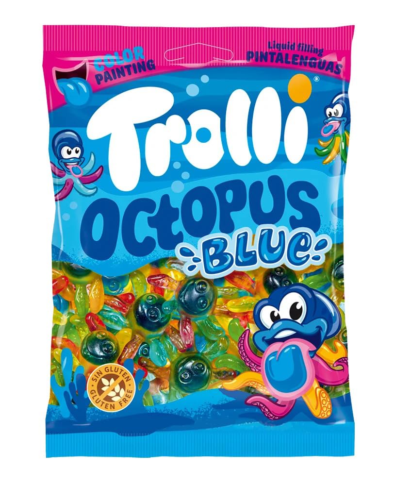 Trolli Octopus Blue I Fruity Gummy Candies with Liquid Filling I 175g 6 ...