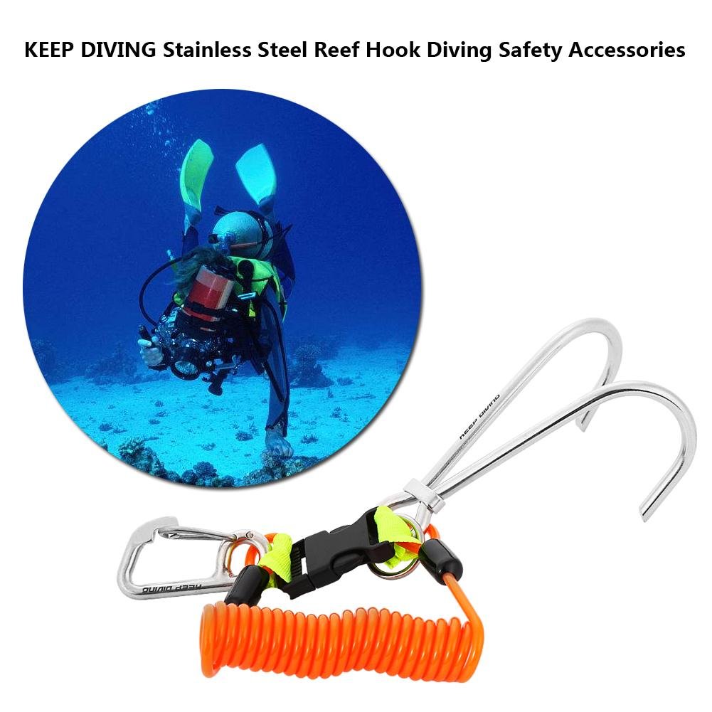 Doppio Gancio per Immersione, Ganci per Immersione in Grotta - Doppio Gancio per barriera corallina, Doppio Gancio per Immersione | Attrezzatura di Sicurezza, Design 'O-Ring