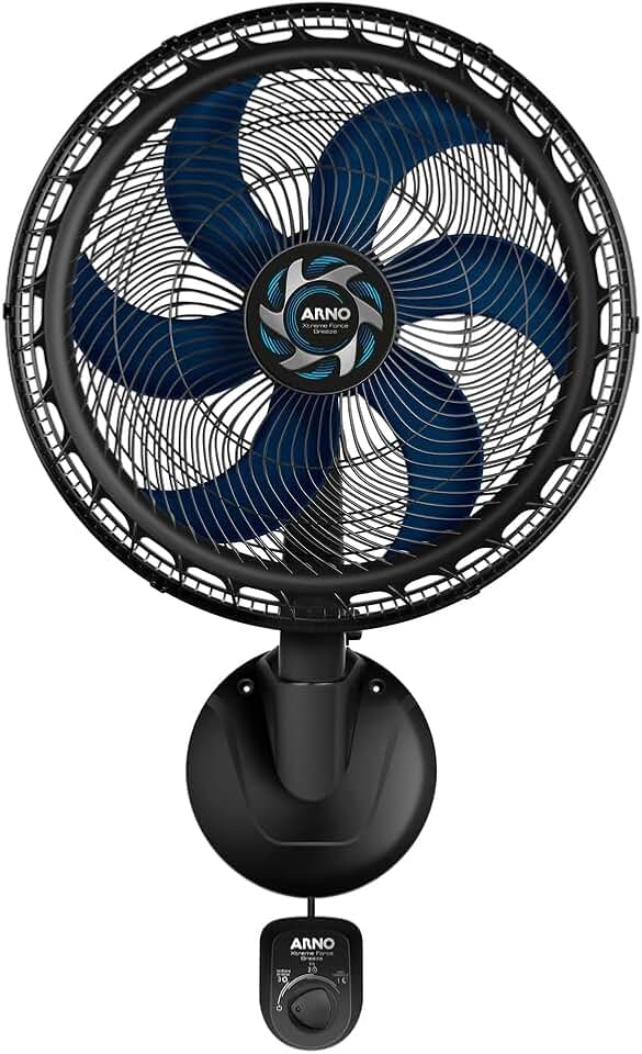 Ventilador de Parede Arno Xtreme Force Breeze 50cm VB51, 126W, 6 Pás, 3 Velocidades, Modo Sono Tranquilo, Oscilação 80º, 220V