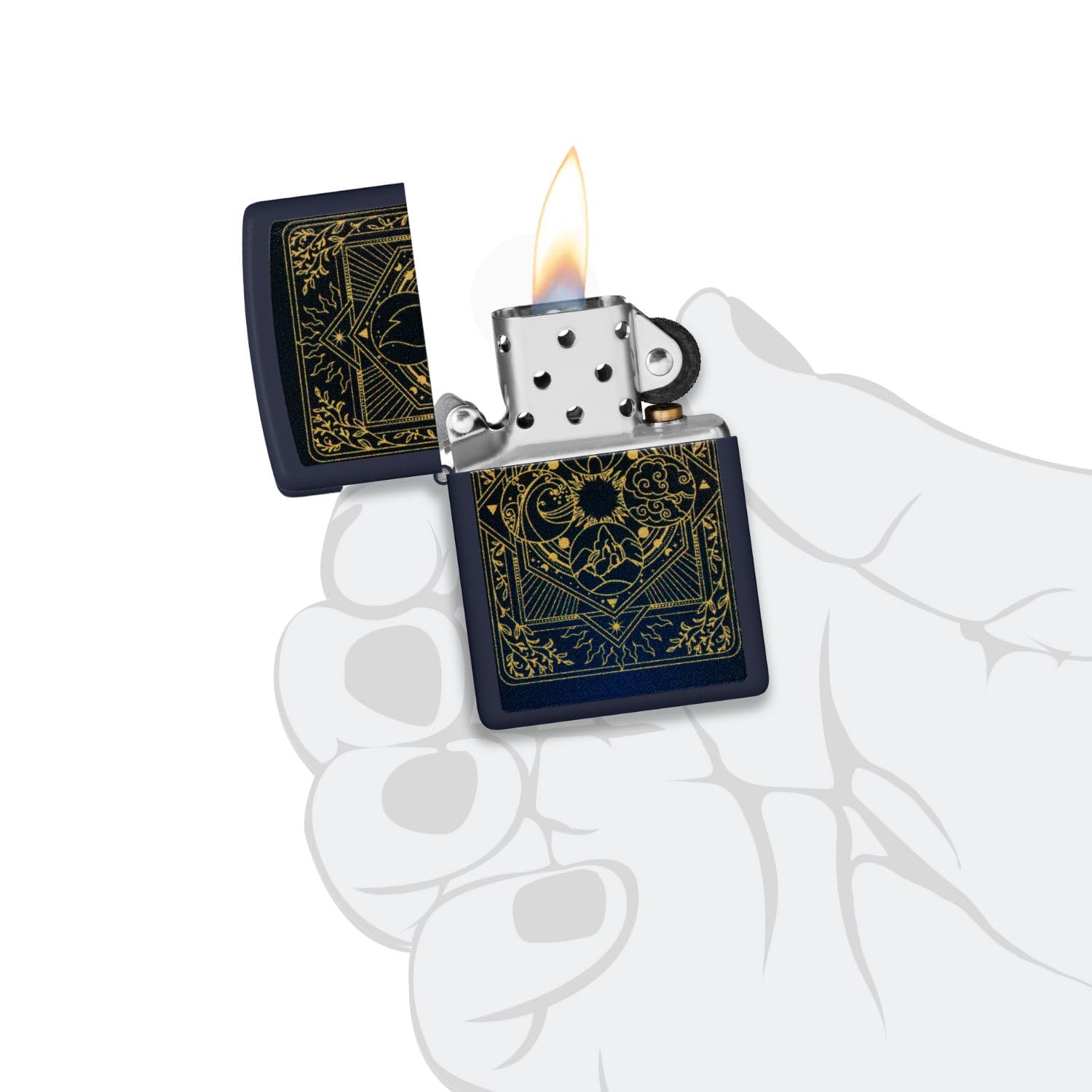 Accendino Zippo Metallo Blu Navy Opaco | Antivento, Ricaricabile, Garanzia A Vita, Iconico Click
