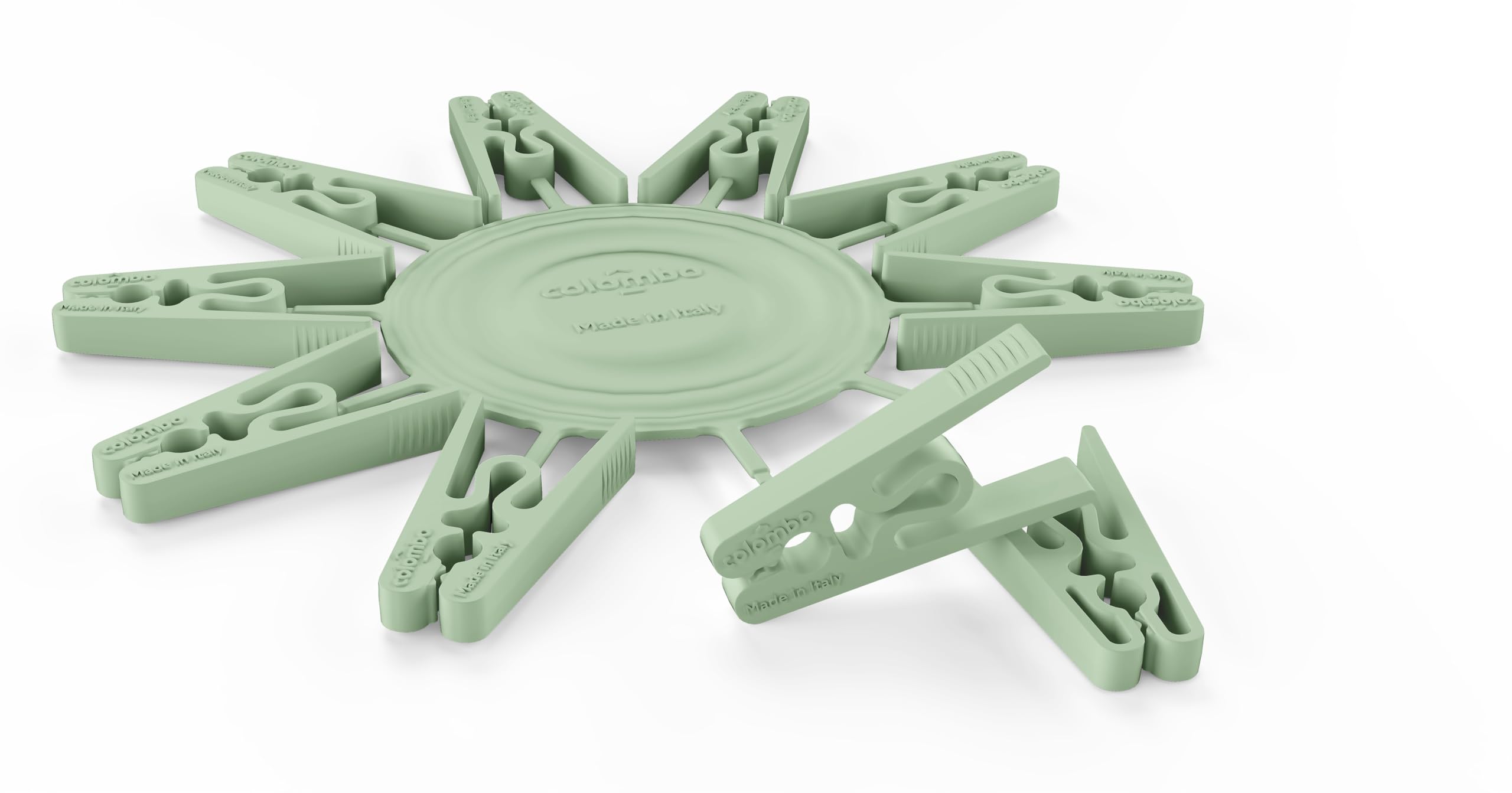 COLOMBO PEGGY Spring Free Laundry Pegs - 100% Recyclable, 60% Recycled Plastic, Made in Italy, Pack of 20, Ultra Strong