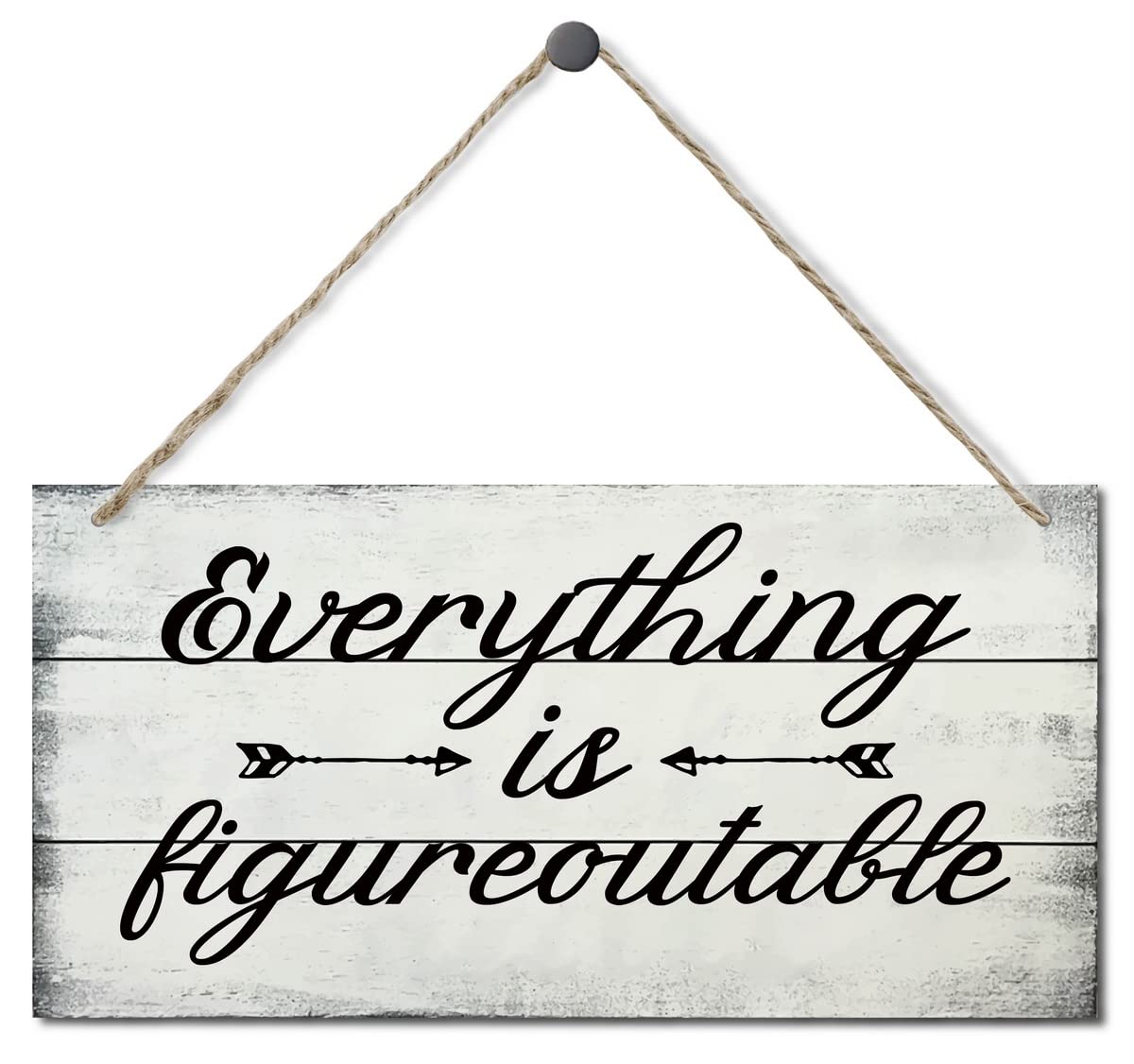 Everything is Figureoutable Decor Sign, Printed Wooden Wall Art Sign, Funny Home Signs Decor, Hanging Wooden Sign Home Decorative, Rustic Farmhouse Inspirational Wooden Sign Decor Wall Art 12x6 in