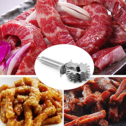 Wilsonzin Fleischklopfer Fleischroller Fleischstecher Fleischzartmacher Rostfreier Stahl Fleischstecher5 Runden Fleischrollen Zart Küchenwerkzeuge für Hühnchen Steak Tenderizer Nadeln Roller 2 Stück