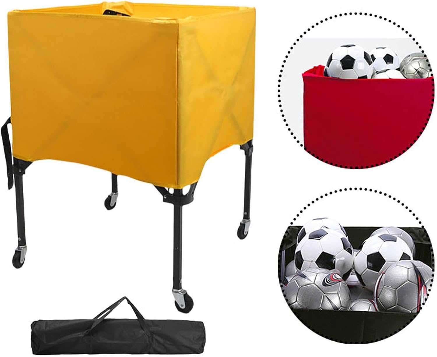 テニスボールカート 350個のボールを収納可能、車輪付きランドリー