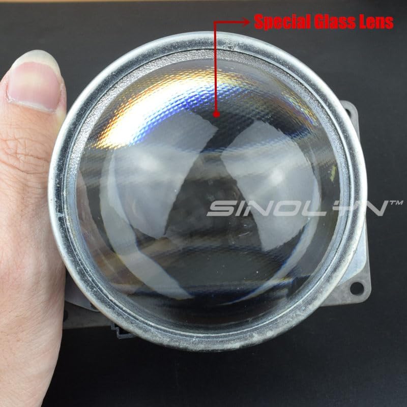 Close-up of the Sinolyn projector lens highlighting the special glass lens.