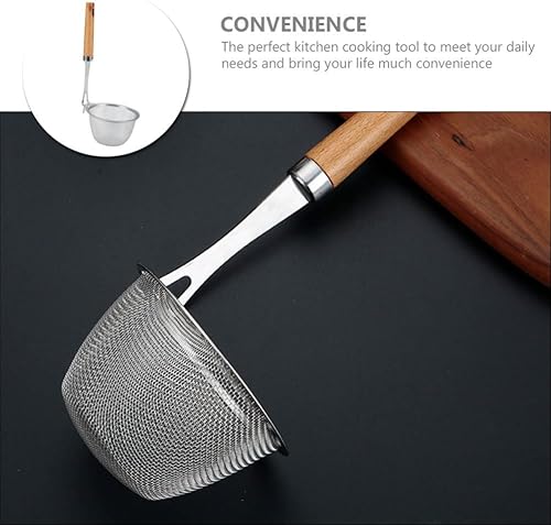 Miniatura 2 de ZzzaNa Fine Mesh Strainer Pasta Basket Mesh Foods Colander Spaghetti Strainer with Wooden Handle Straining Basket Deep Frying Basket Noodle Filter
