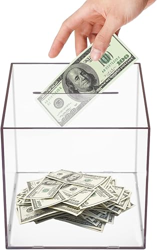 Alcancía transparente de acrílico para dinero, transparente para abrir para ahorrar dinero, tarro de dinero en efectivo (mediano)