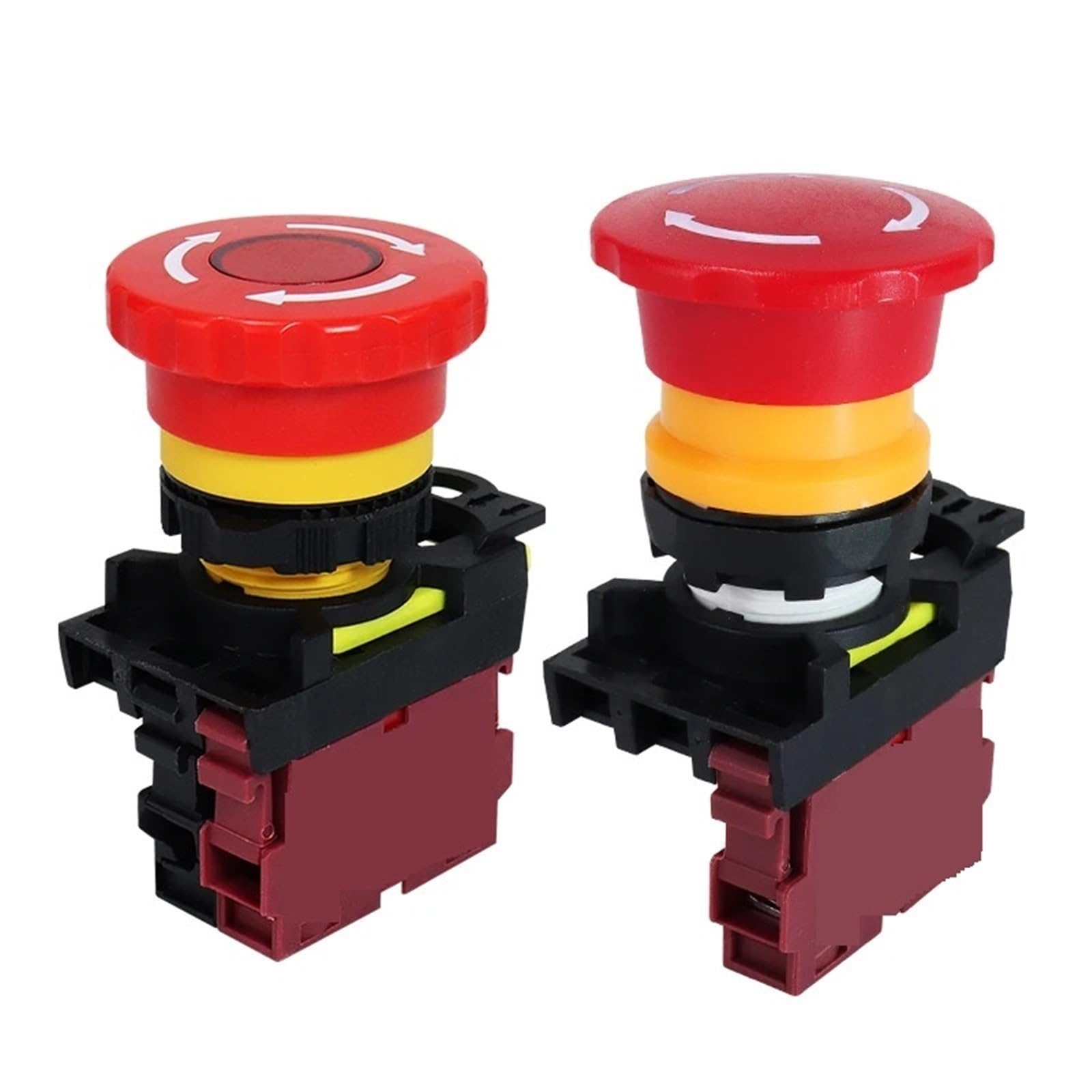 1 interruptor de parada de emergencia LA36M de 22 mm, con bloqueo, 12 V, 24 V, 220 V, 10 A, 1NC 2NC, interruptores E-Stop de cabeza de hongo rojo (con luz roja, 2NC, ACDC110-220v)