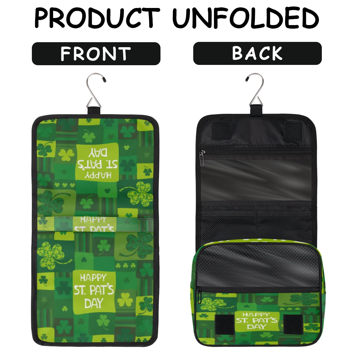 Happy St Patricks Day Podróżna kosmetyczka Patryka Dzień Mycie Torba Unisex Wiszące przybory toaletowe Kosmetyczka Organizer do makijażu, wielobarwny, Jeden rozmiar