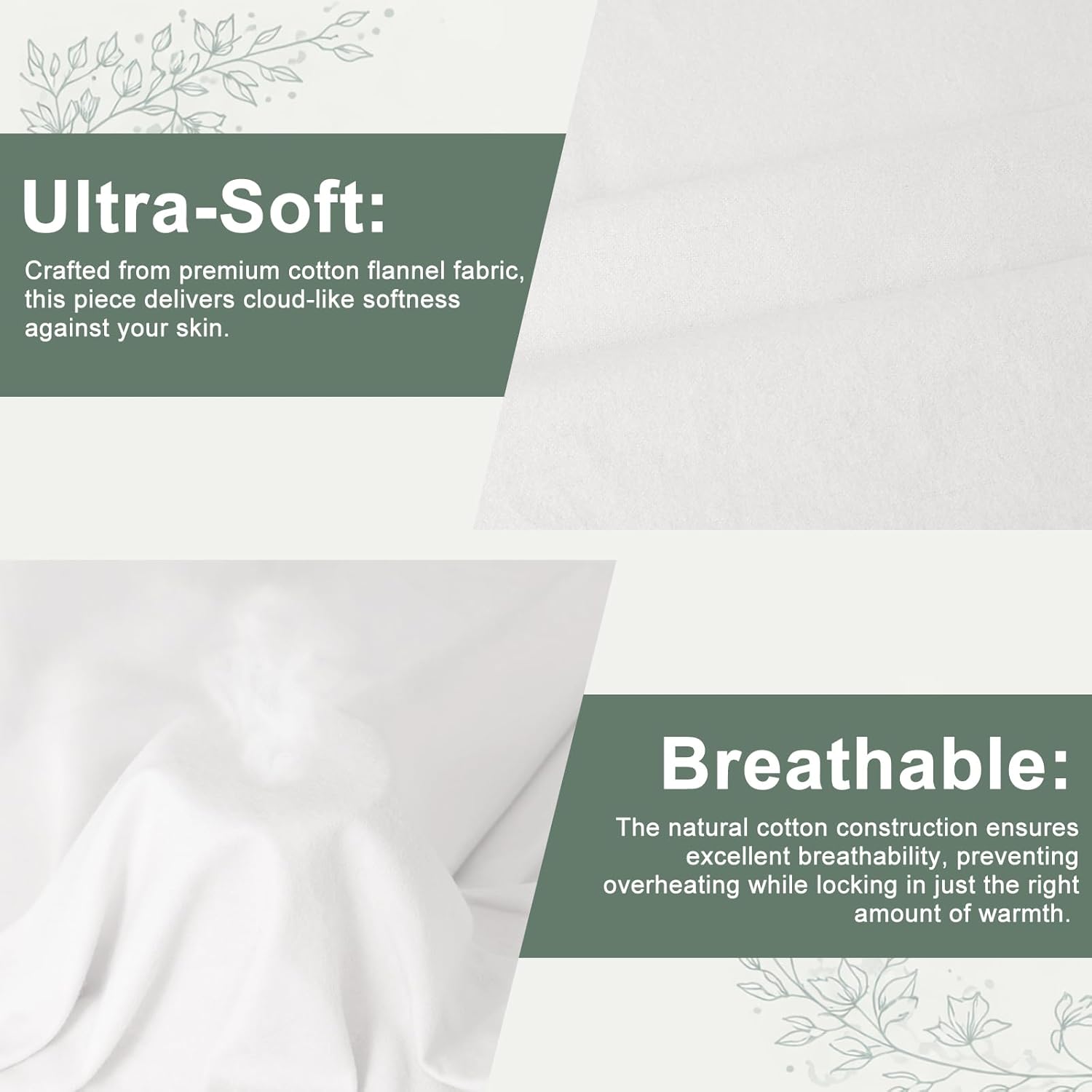 59”W Cotton Flannel Fabric, Super Soft 150GSM, Medium Weight Solid Arts & Crafts Quilting Blanket for Sewing(5Yard, White)