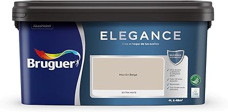 Bruguer ELEGANCE Single-layer Paint ExtraMate, Walls and Ceilings, Interior, Protected Exterior, High Durability, UltraWashable, Wear and Stain Resistant Brown Beige 4L