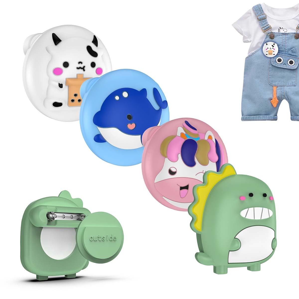 4 Pack for AirTag Holder with Pin, Soft Silicone Cute Air tag Holder for Kids Hidden Airtag Case Waterproof airtag Accessories for Child, Elderly,