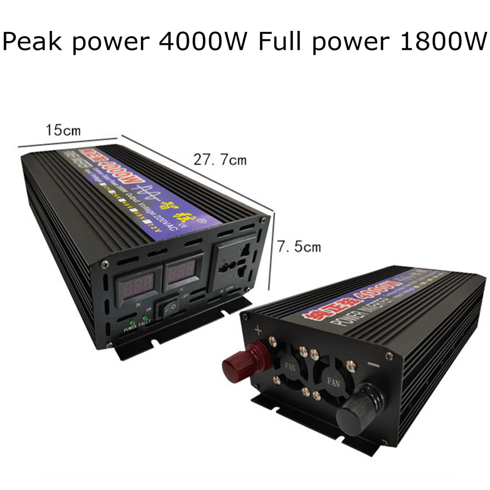 Falowniki o dużej mocy 1000w - 8000w, DC 12v/24v/48v/60v do AC 220v, przetwornica napięcia falownika sinusoidalnego z wtyczkami i złączem USB, do podróży (4000W, 48Vto220V)