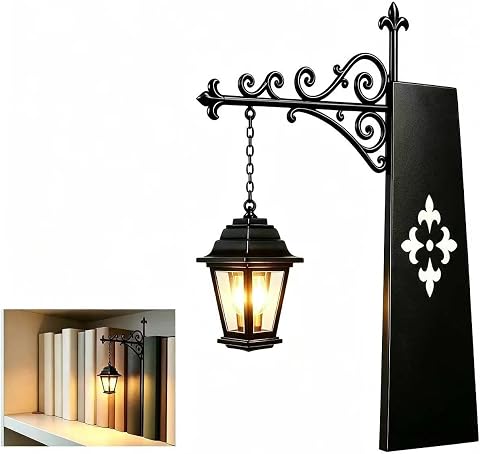 Library Lantern-Decorative Bookshelf Lighting, Mini Bookshelf Lamp, Vintage LED Book Nook Light for Reading Corner,Warm Mini Bookcase Lamp for Desk, Shelf & Home Decor, Gift for Book Lovers (Lantern)