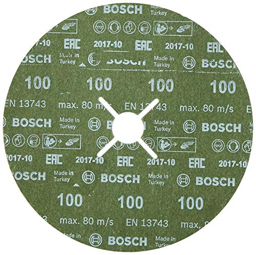 Bosch Accessories Professional Fiberschleifscheibe (für Winkelschleifer verschiedene Materialien, 180 mm, Körnung 100) 2608605488 Schwarz