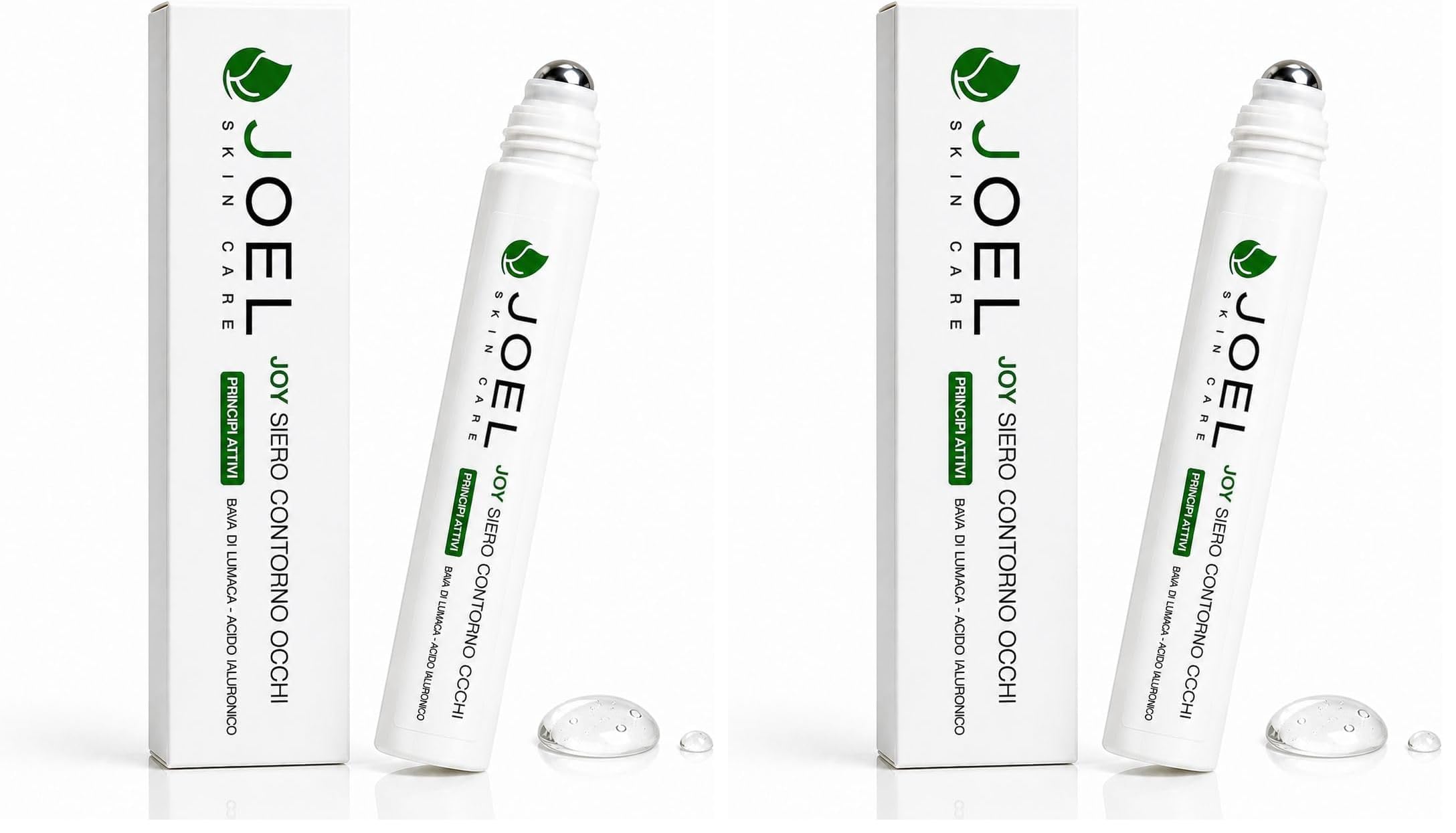Siero Contorno Occhi idratante Joy di Joel Skin Care con Bava di Lumaca Bio e Acido Ialuronico – Roll on per contorno occhi secco, Rigenerante, Senza Profumo, Made in Italy – 10 ml (Confezione da 2)