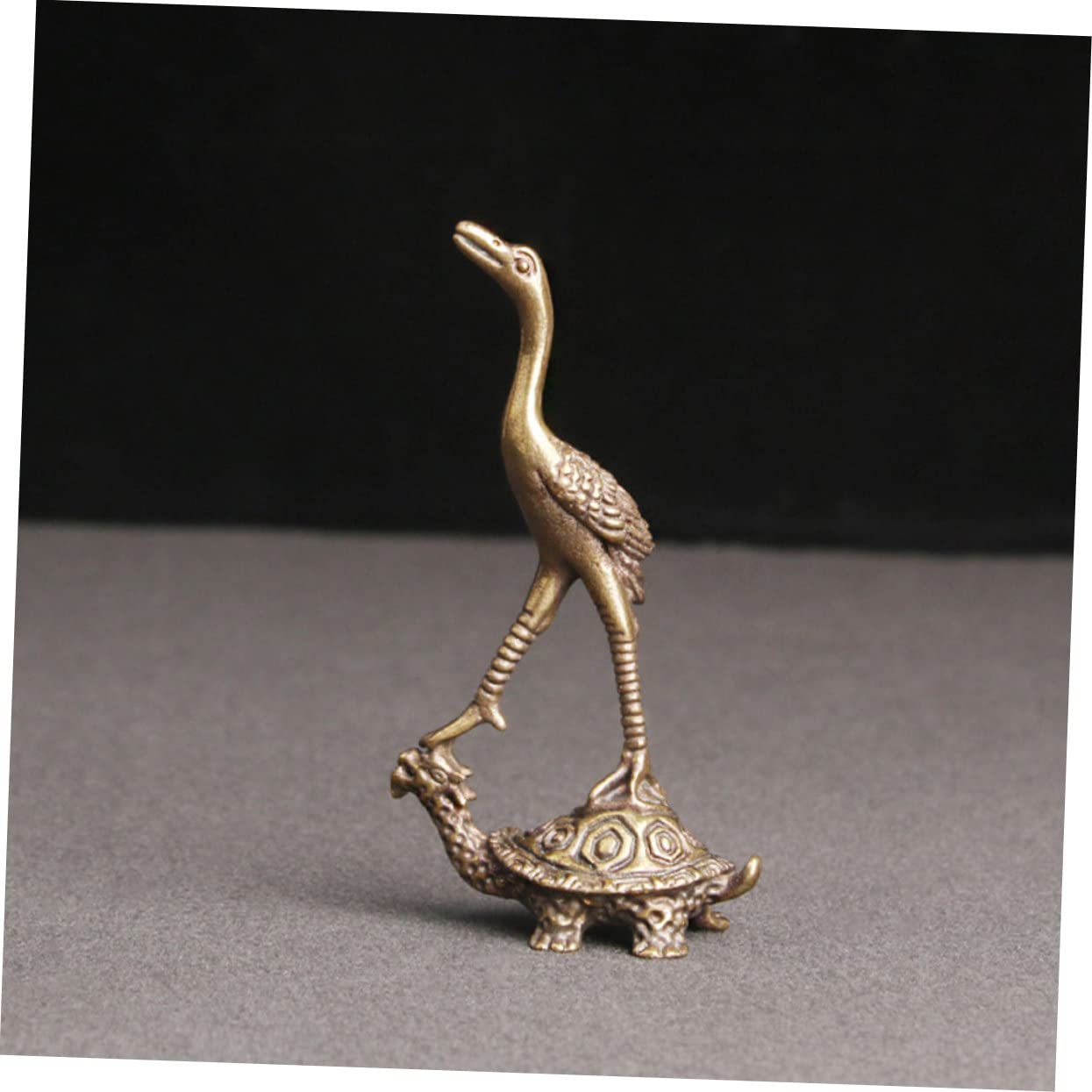 矢立　真鍮亀飾り Amazon.co.jp: 真鍮製の亀鶴飾り 真鍮工芸品の装飾品 卓上置物 亀上の