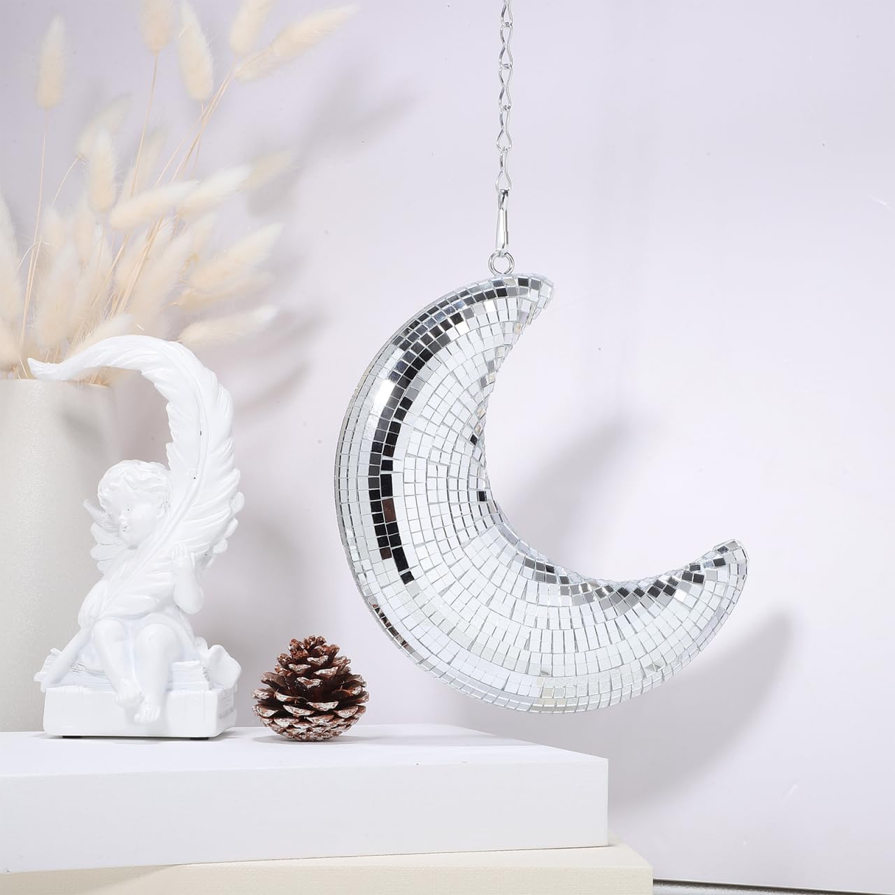Eleganter Mond Anhänger Aus Glas - Disco Ball Deko Für Hochzeiten Partys Und Wanddekoration - Funkelnde Discokugel Als Vielseitige Hängedeko für Silvester, Geburtstag, Mottoparty