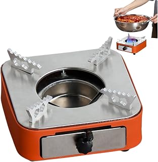 Hornillo de Alcohol de acero inoxidable y plata, Hornillo de camping portátil diseño de una pieza, Para Cocinar En Restaurantes Hogares Y Campamentos (naranja)