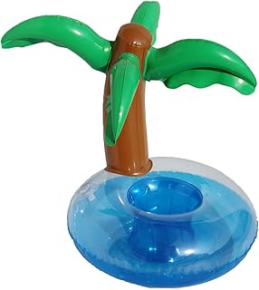 6pcs Inflatable Coconut Tree Palm Trees Drink Holders Drink Floaties, Pool Drink Holder Floats, Inflatable Floating Drink Cup Holder,Hawaii Summer Pool Party Drinks Favors