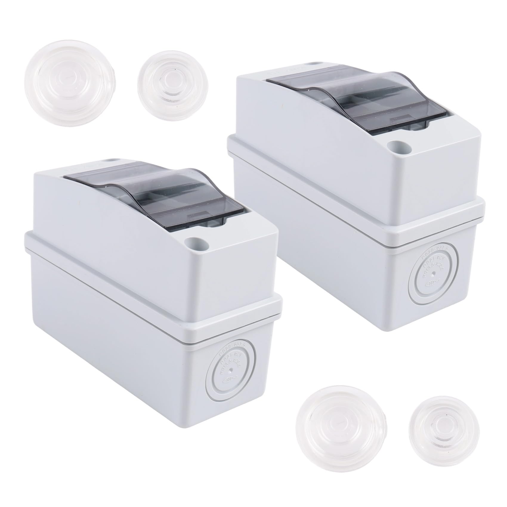 qimoi Distribution Protection Box, Waterproof Transparent Cover 3 DIN Rail Outdoor Distribution Junction Box 2Pcs