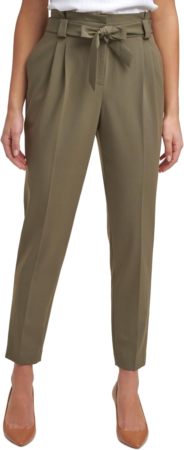 Calvin Klein Petite Tie Waist Ankle Pants Caper 10P
