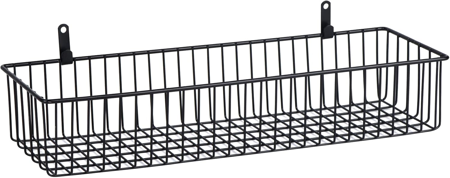 Wetheny Farmhouse Decor Metal Wire Organizer Storage Basket Bin (1 Pack) -Toilet Paper Storage - Organization and Storage for Bathroom, Kitchen Cabinets, Pantry, Closets, Craft Room, Garage (Black) - Image 2