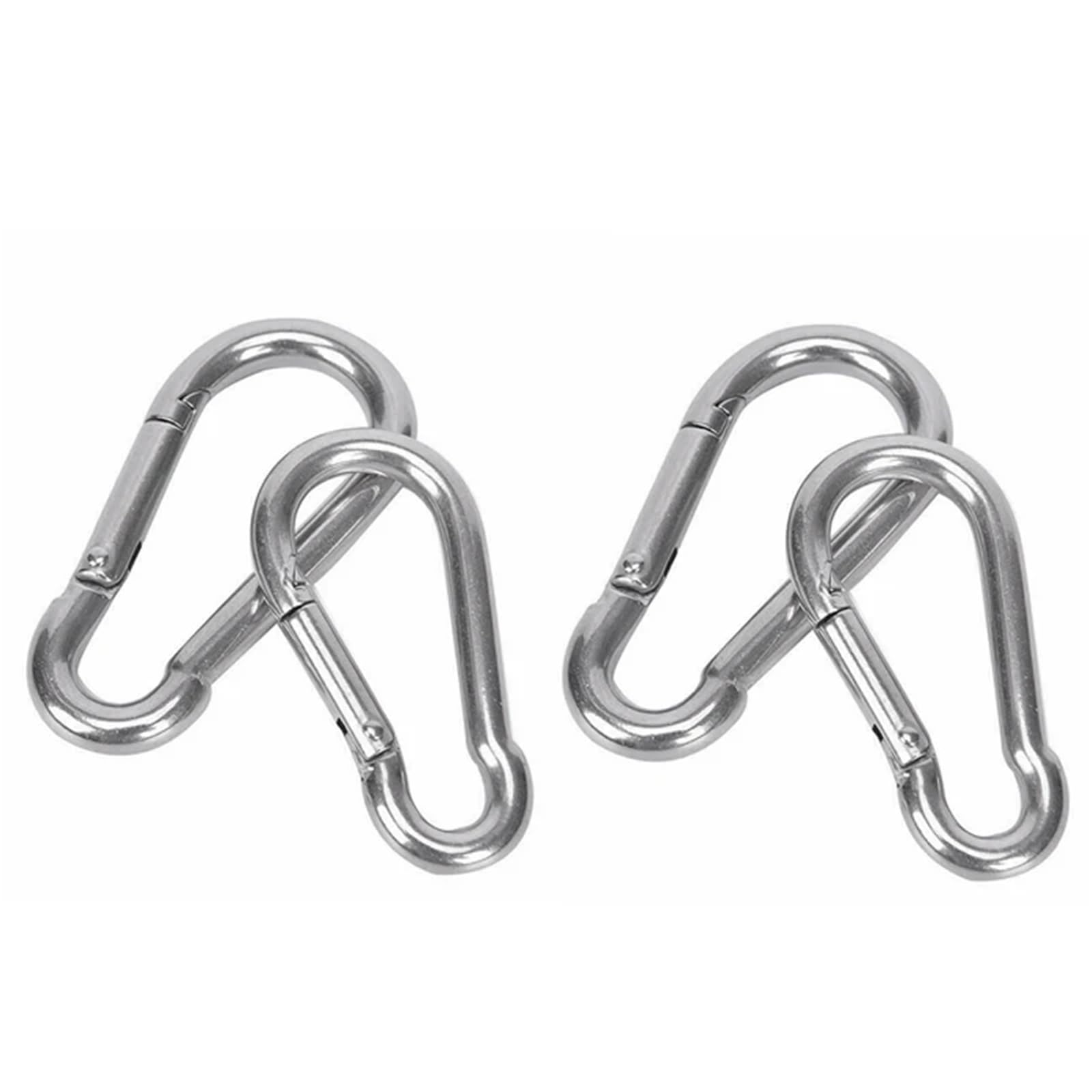 4 Pezzi in Acciaio Inossidabile 304 for Barche, 6x60 mm, con Apertura Esterna, Gancio a Scatto, moschettone, Clip a Molla, Chiusura Rapida di Sicurezza, ferramenta con Chiave di Blocco