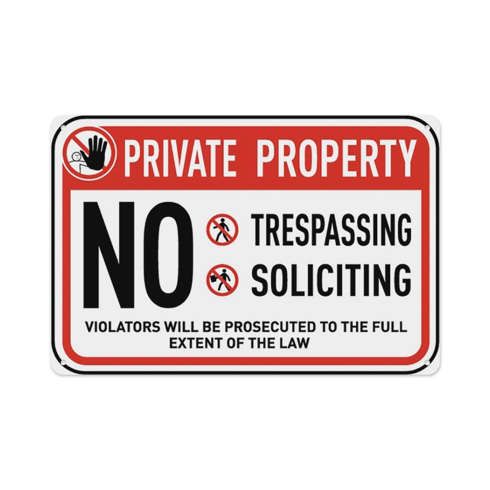 peiyeety No Trespassing Soliciting Sign Aluminum Tin Warning Signs For Home Outdoor Garden 8X12 Inches