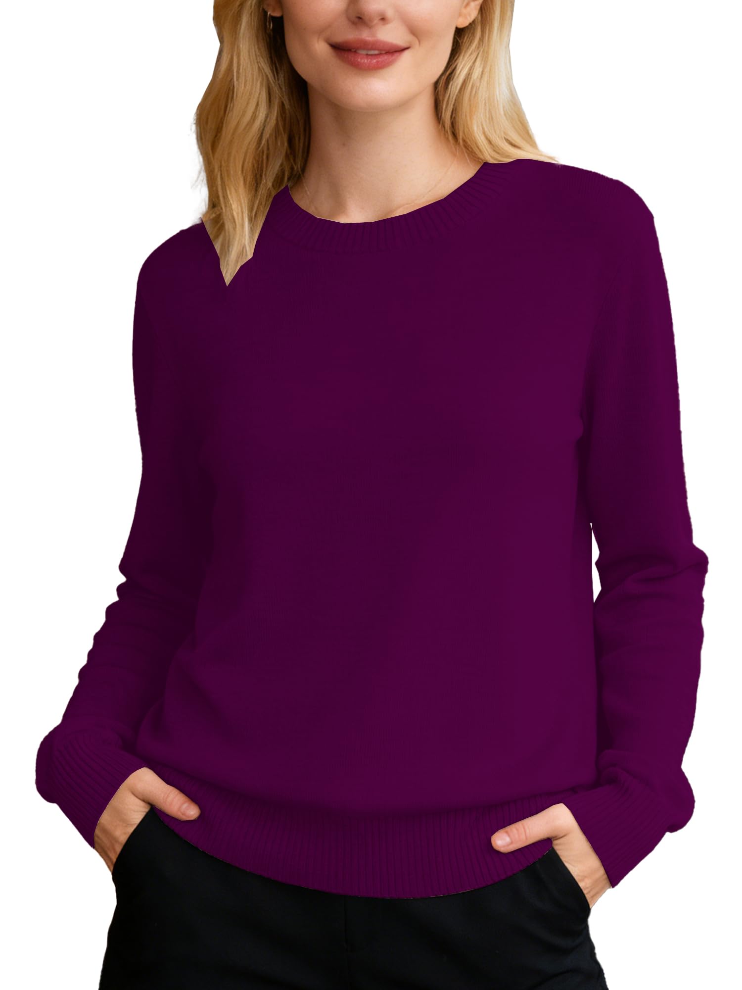 DAIMIDY Womens Sweaters Crewneck Jumper Tops Cotton Modal Tops