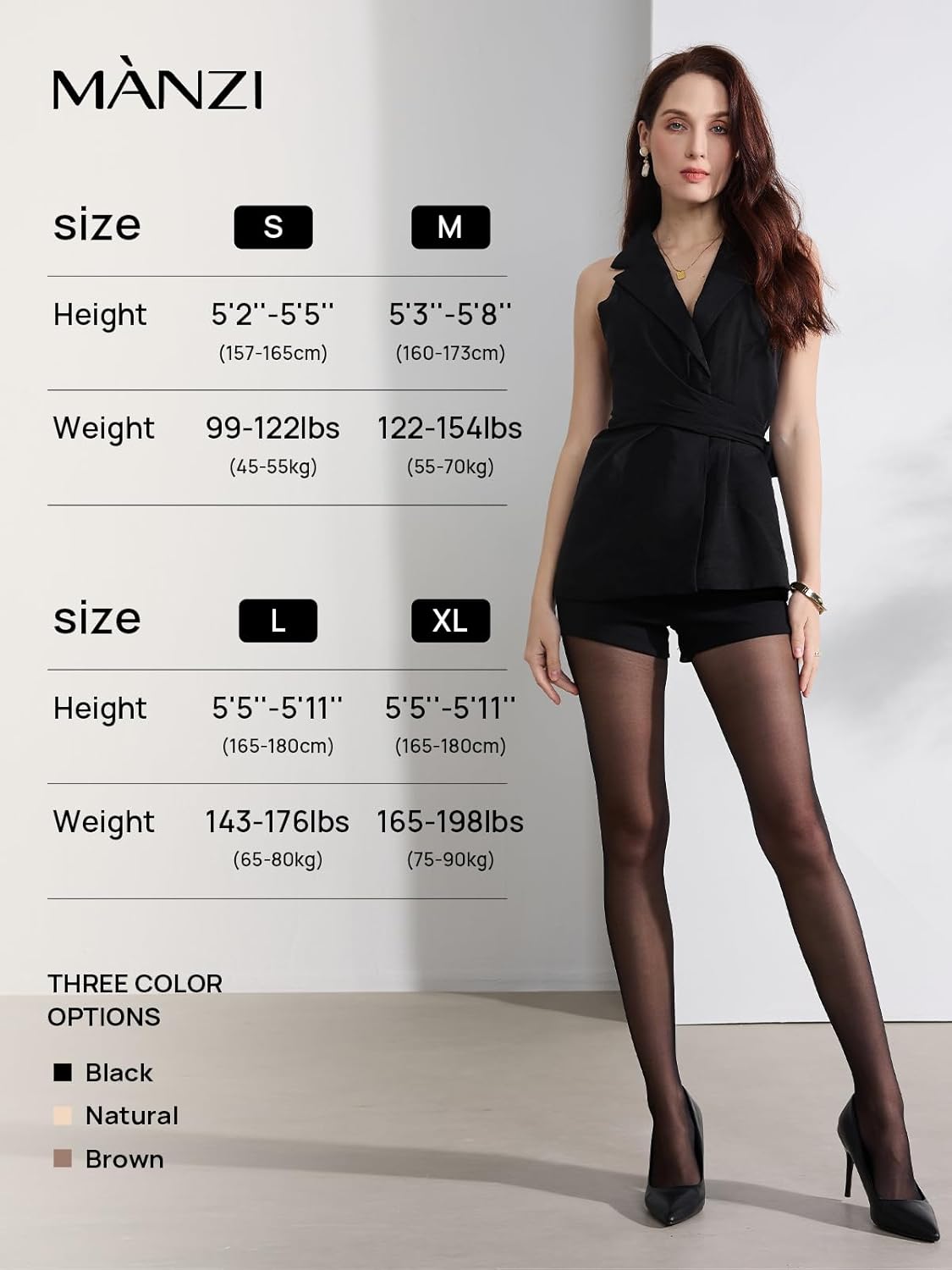 MANZI Pantyhose for Women Nylon Sheer Tights Under Dress 20D 6 Pairs - Image 7