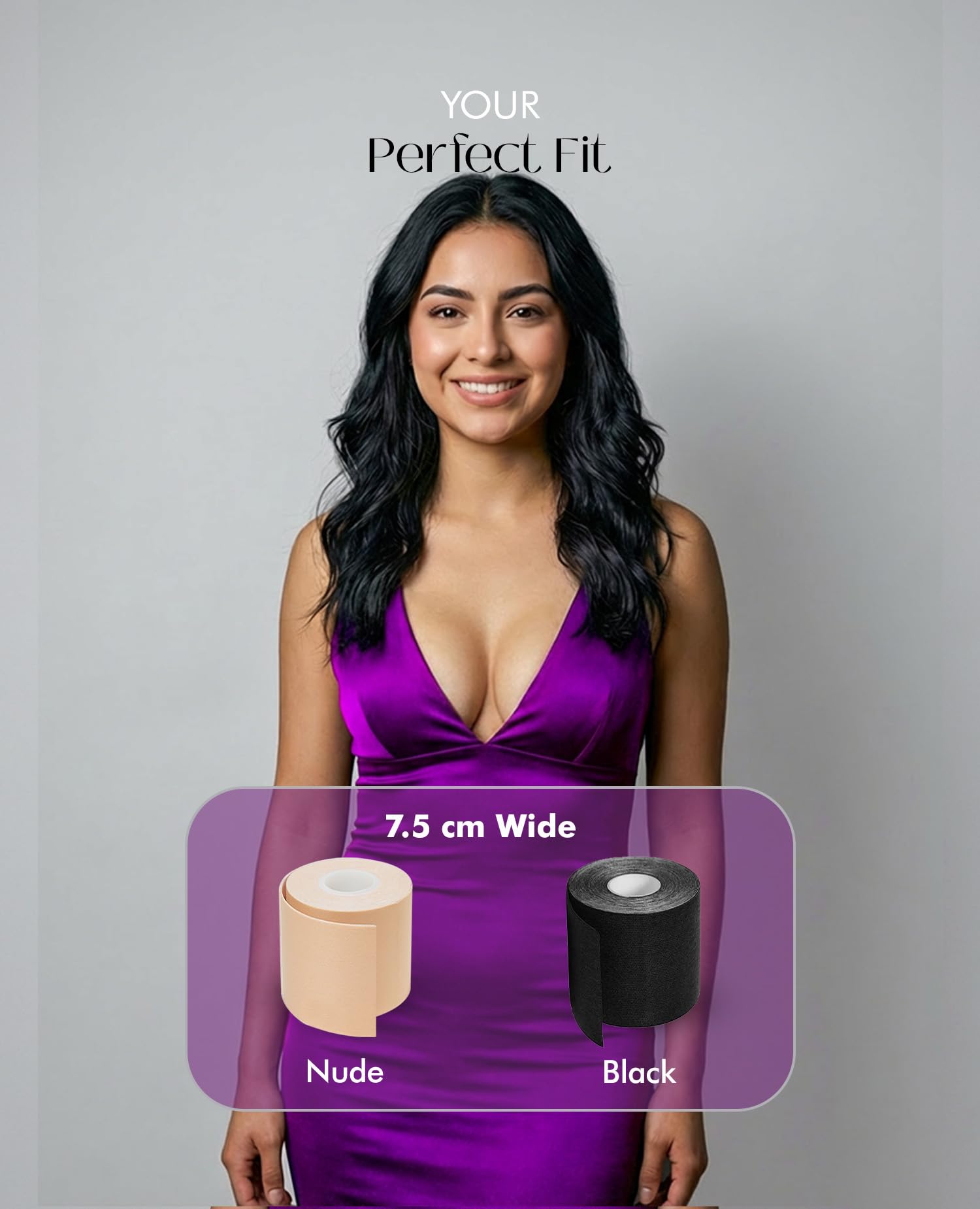 PINQ POLKA Breast Lift Tape (1 Pcs) with 10 Nipple Pasties| Perfect Shape Enhancer For Women |Breathable|Skin Friendly Adhesive |Up To 12 Hrs Sticking Capacity|Black Colour|7.5CM Wide & 5m long 2