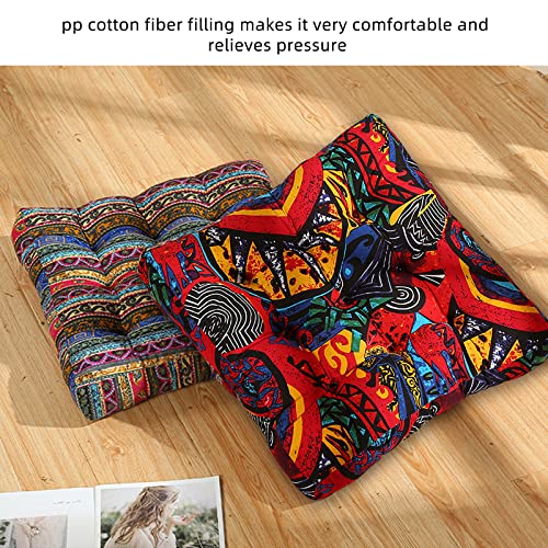 Kingsea Floor Pillow Large Floor Cushion Square Floor Pillows, Bohemian Seat Cushions Yoga Floor Pad For Living Room Outdoor Office Garden Decoration Tatami, 22X22 Inch, Red #TOP3