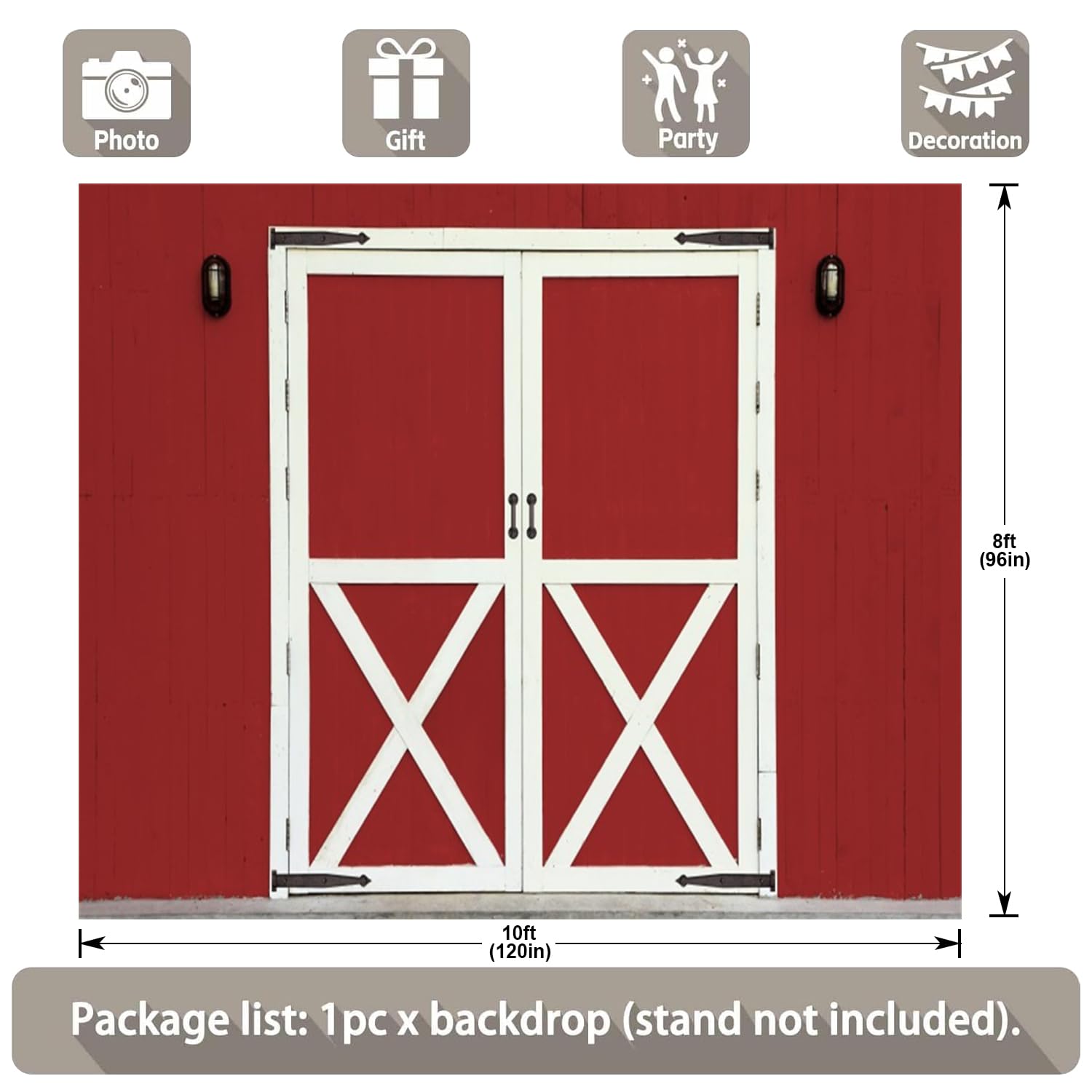 3 x 2,4 m Fattoria Fienile Sfondo Banner Rosso Fienile Porta in Legno Western Cowboy Decorazioni per feste di compleanno Rustico Country Farmhouse Sfondo Fotografia Studio Puntelli Torta