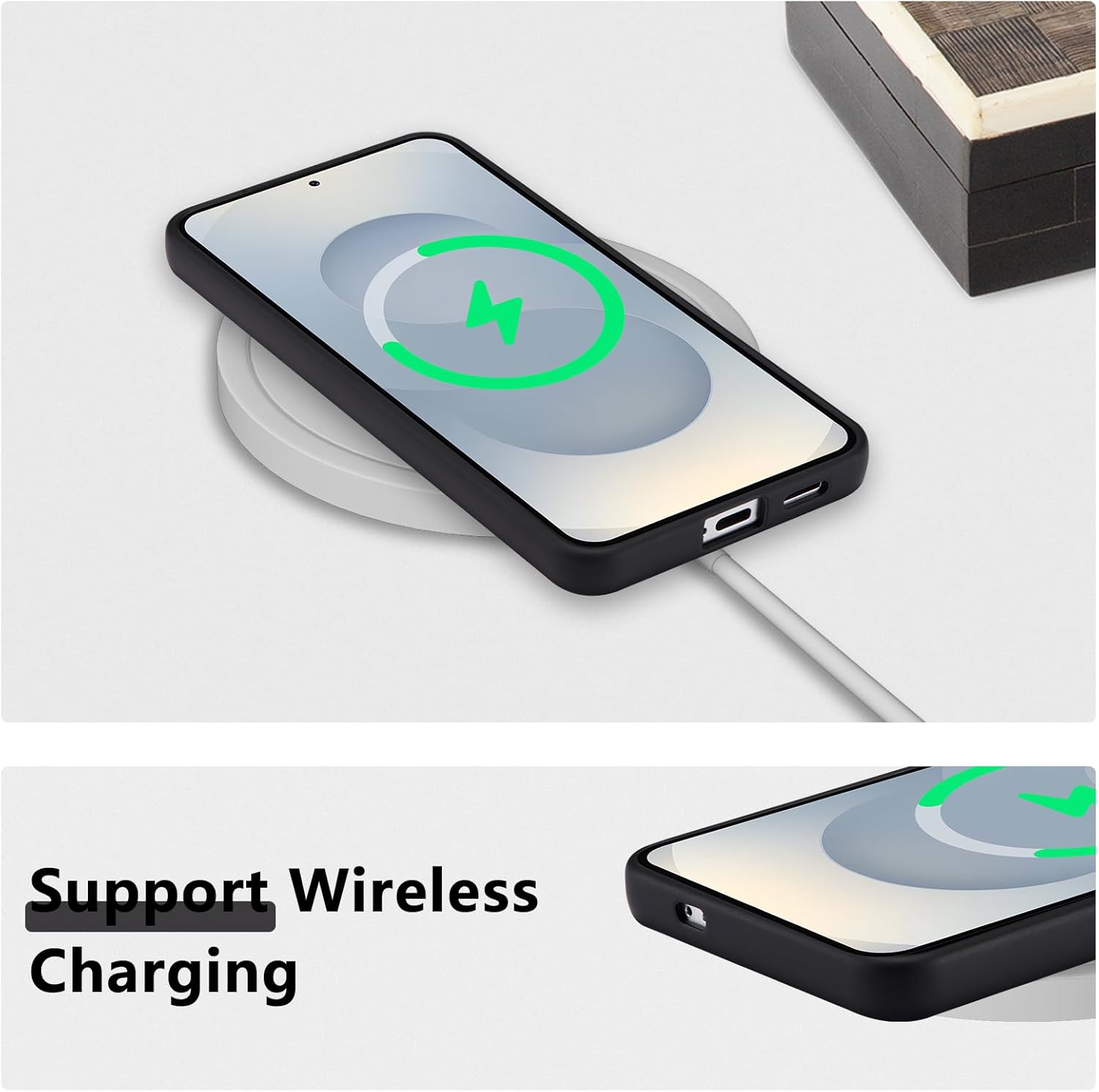 RALEAVO Case for Samsung Galaxy S25,Cute Floral Cover with Daisies Flower Pattern Liquid Silicone Phone Cover for Girls Women Slim Soft Rubber Protective for S25 Phone Case,Black - Image 5