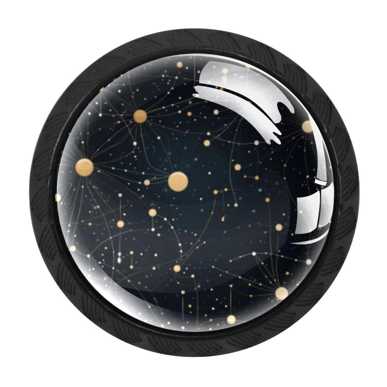 Chenzzzz Multicolored 07 4 Pack Black Planet Star Kitchen Handles, Cabinet Pulls Hardware For Cupboard Drawer Knobs Dresser Pulls