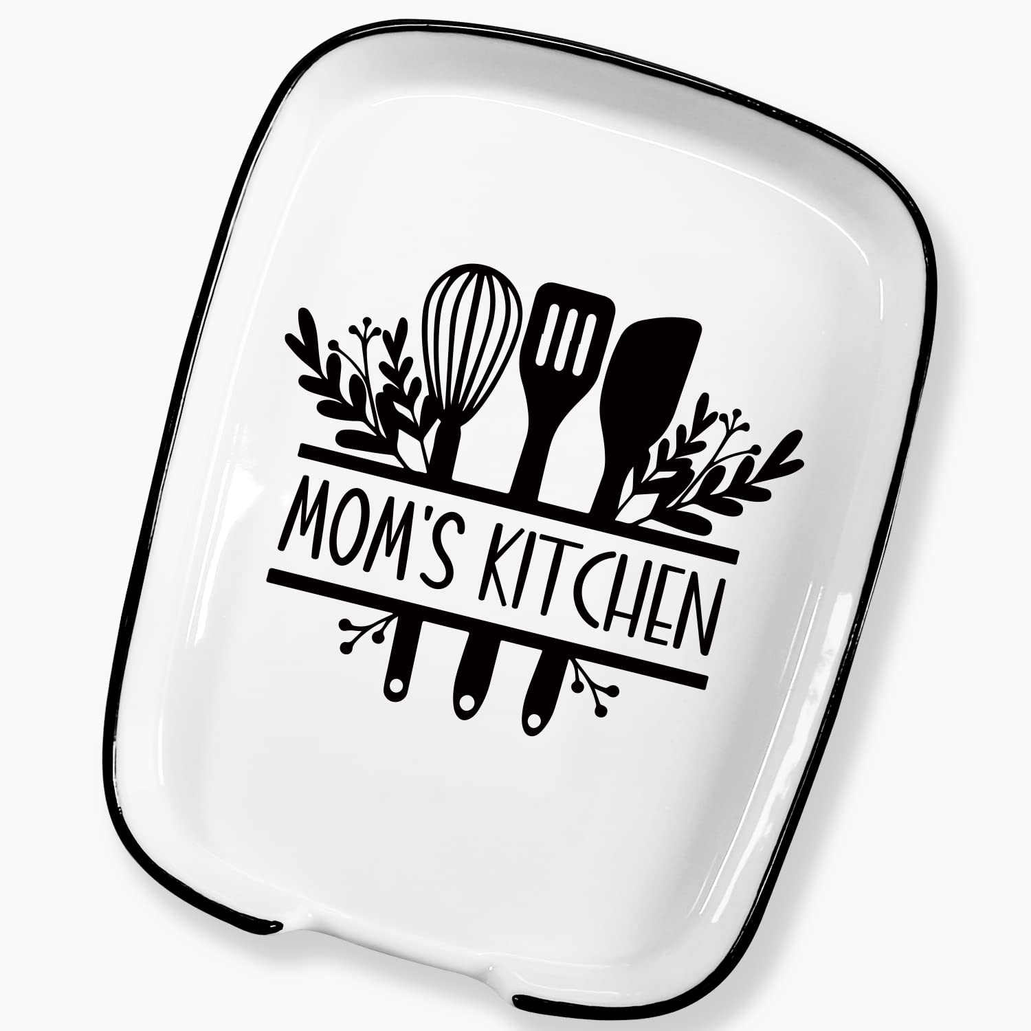 PWHINGN Flower Pattern Fork Spoon Rest Mom's Kitchen, Ceramic Kitchenware Spoon Rest Suitable for Dining Table, Dinner Party, Kitchen Countertop or Stove Top Kitchen Accessory Gift for Mother