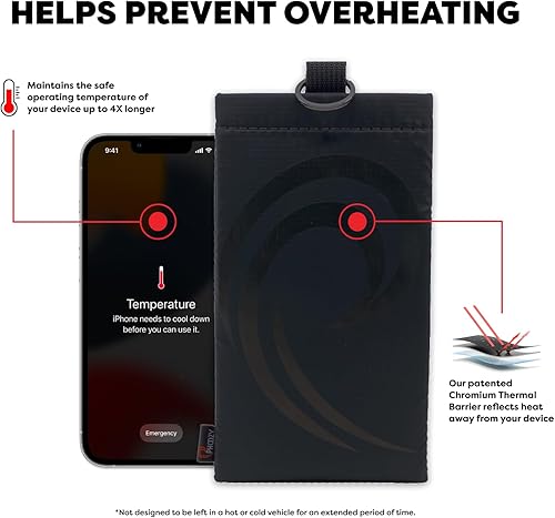 Miniatura 2 de PHOOZY Apollo II - Funda térmica para teléfono con forro antimicrobiano y conector para llavero, ayuda a prevenir el sobrecalentamiento bajo el sol,