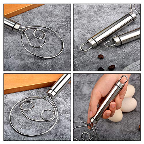Frusta A Mano, 2 Pezzi Frusta per Impasto In Acciaio Inox Frusta da Cucina Frusta Piccola Frullatore per Pasta di Pane Frusta per Impastare Frusta danese per Impasto per la Produzione di Pane - immagine 6