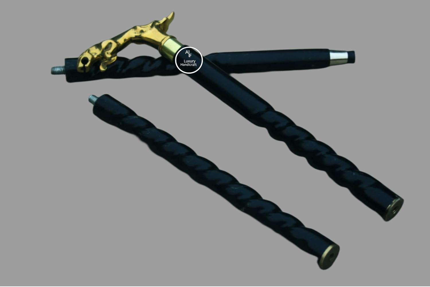 Walking Stick Jaguar Handle Royal Brass Wooden Victorian Foldable Cane Collectible Men's Gift, Husband Gift, Christmas Heavy Duty Gift by A-F Luxury Handicraft image 2